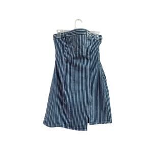 Zara Blue Stripe Strapless Denim Tube Y2K Mini Dress Size Medium